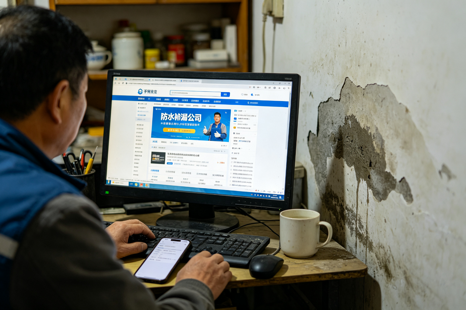 防水补漏施工前问题现场