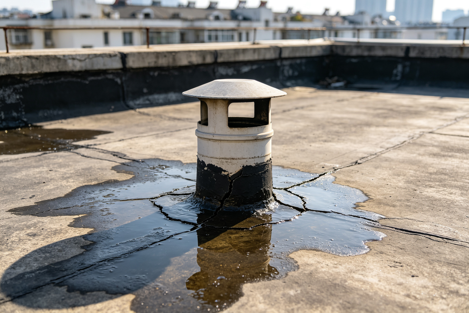 屋顶防水施工前问题现场